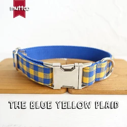 Collar resistente de perro – Azul y amarillo estilo plaid, 5 tallas disponibles