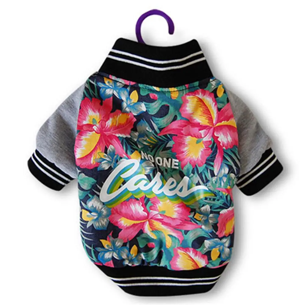 Ropa de invierno para perros, abrigo Hawaiano Aloha para mascotas, chaqueta cálida acolchada de algodón para mascotas, ropa para perros con estampado de flores - imagen 4