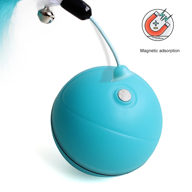 Divertidos juguetes para perros y gatos, bolas brillantes con desplazamiento LED recargable con sonido de campana de plumas, bolas de silicona, entrenamiento ágil, juguete para gatos - imagen 2