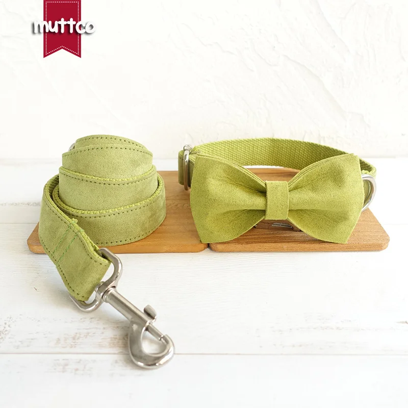 MUTTCO vende al por menor collar de perro de diseño propio THE CANDY GREEN collar o correa de perro de poliéster satinado y nailon verde amarillado 5 tamaños UDC030 - imagen 5