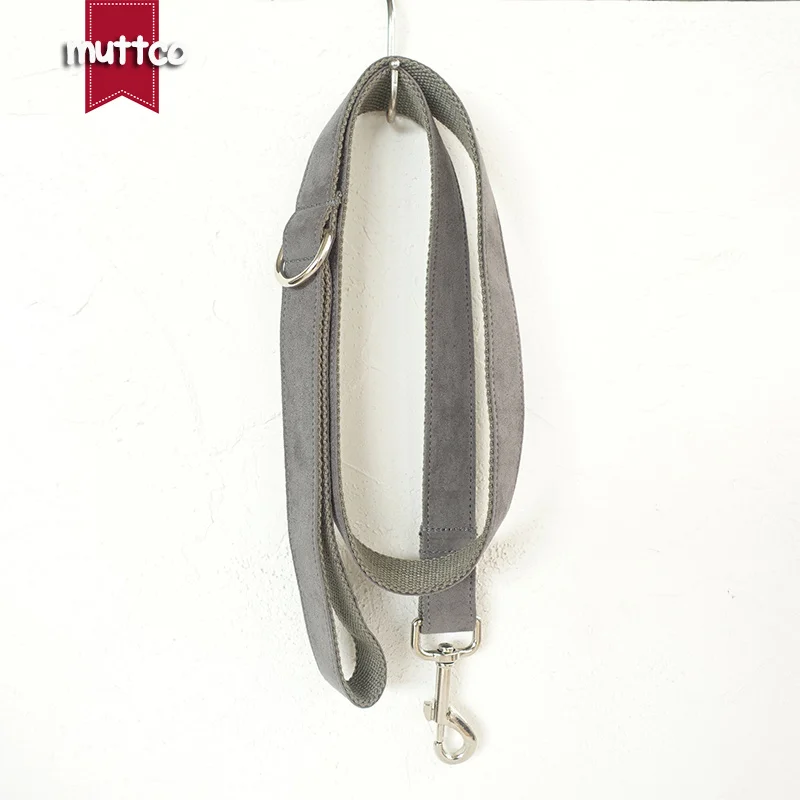 MUTTCO vende al por menor collar hecho a mano THE DEEP GRIS poliéster satinado y nylon Collar y correa para perro gris 5 tamaños UDC025 - imagen 3