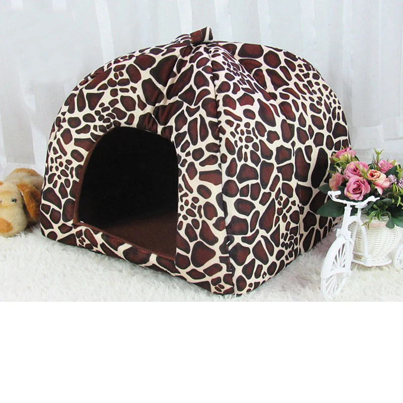 Casa para perros de alta calidad, cama grande para perros, tienda para gatos con estampado de leopardo y fresa, cojín cálido para conejos, cesta ZL03 - imagen 2