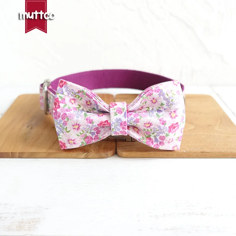 MUTTCO vende al por menor collar de identificación de perro personalizado grabado THE PURPLE FLOR collares y correas de perro de estilo creativo 5 tamaños UDC049 - imagen 5