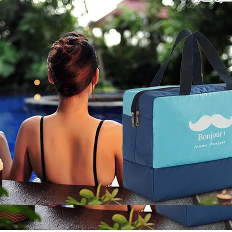 Bolsas de almacenamiento portátiles impermeables para viaje, almacenamiento en el baño, separación húmeda y seca para playa, surf, ropa, paquete de zapatos - imagen 4