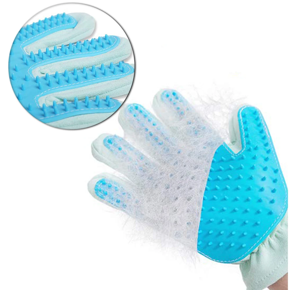 Cute Suede Silicone Cat Dog Pet Deshedding Brush Glove for Animal Wool Combing Cats Pet Hair Glove pet Grooming glove GL0001 - imagen 2