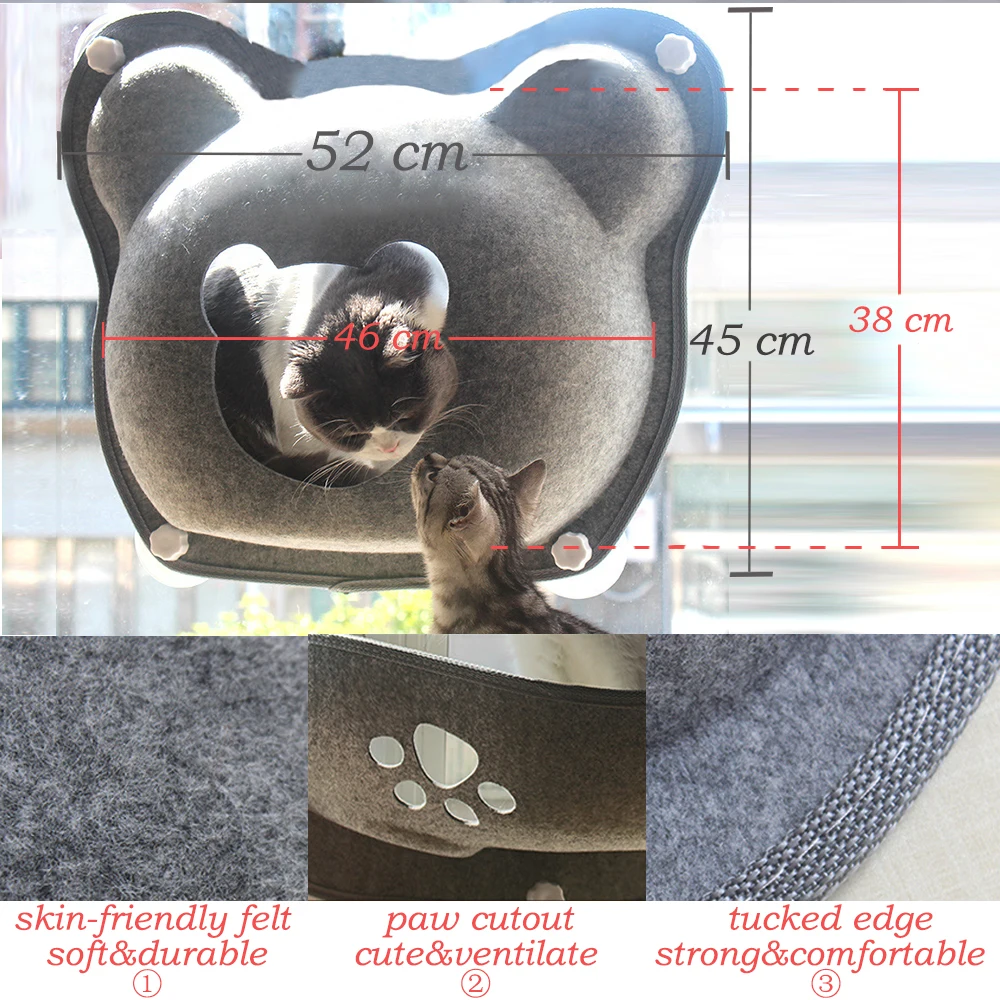 Hamaca de succión para mascotas, cama de fieltro para ventana, estante de descanso para gatos, casa, tumbona, Hurón, cama para mascotas, cálido, suave y cómodo, BD0150 - imagen 5
