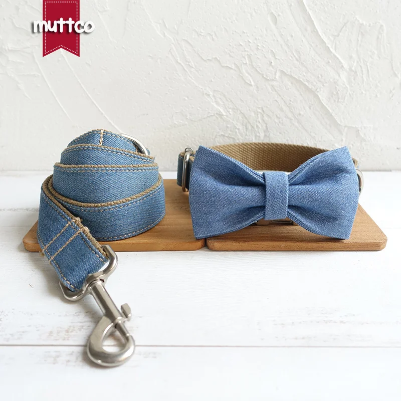 MUTTCO vende al por menor collar para mascotas personalizado de diseño propio collar hecho a mano THE JEAN 5 tamaños Collar y correa para perros Auti-perso UDC035 - imagen 2