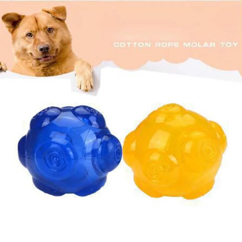 Pelota de juguete de goma para perros y gatos, soporte para masticar con sonido chirriante, pelota Molar de entrenamiento divertido para cachorros, suministros interactivos para mascotas - imagen 3