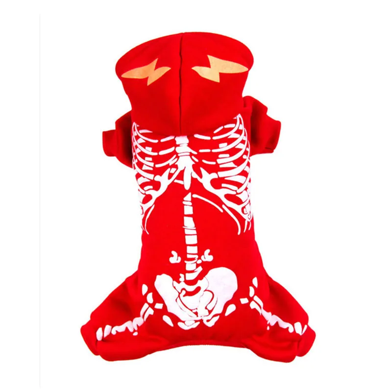 Disfraz de otoño e invierno para perros, ropa cálida para perros, chaqueta para cachorros, abrigo con calavera luminosa, suéter suave para cachorros, ropa de Navidad para mascotas - imagen 4