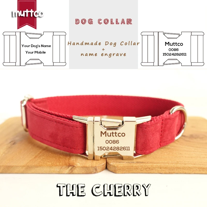 MUTTCO-collar de lona para perro, placa con grabado de cereza, diseño especial personalizado, 5 tamaños, UDC020