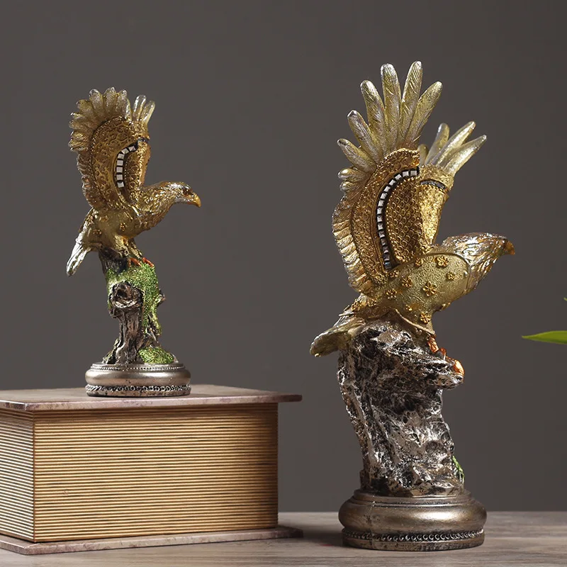 Figuras de águila de resina Vintage, estatua de pájaro en miniatura para sala de estar, decoración del hogar, adorno Artificial para manualidades de escritorio de oficina, regalos - imagen 3