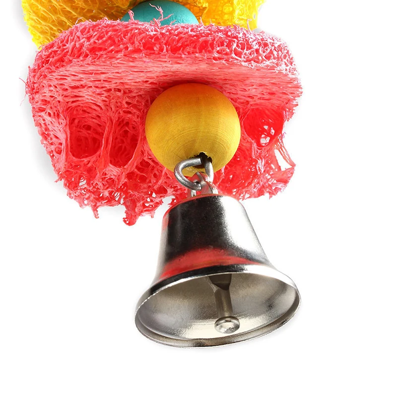 Funny Bird Toys Parrot Toys Swing Parrot Cage Natural loofah Hanging Cockatiel with Bell Parakeet Pet Bird Bites Climb Chew Toys5