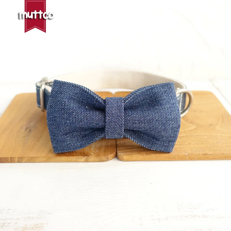 MUTTCO vende al por menor collar de diseño propio THE WHIE JEAN mazarine y collar y correa para perro blanco 5 tamaños UDC036 - imagen 4