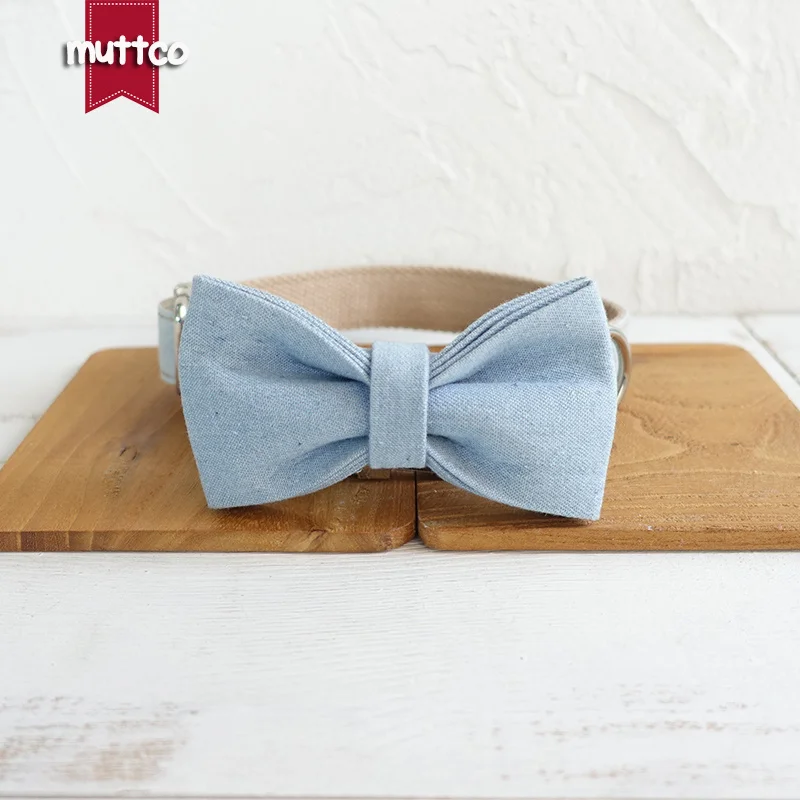 MUTTCO vende al por menor collar de perro de diseño propio THE LIGHT JEAN collar hecho a mano wathet azul y blanco 5 tamaños collar de perro UDC034 - imagen 4