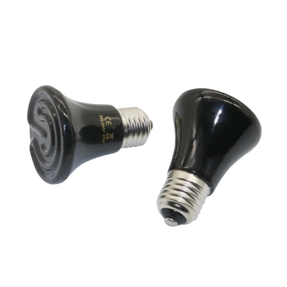 Luz de calefacción para mascotas E27, 25W ~ 100W, pequeño emisor cónico de cerámica, bombilla de calor negra para lámpara chocadeadora de mascotas reptiles, 1 ud.