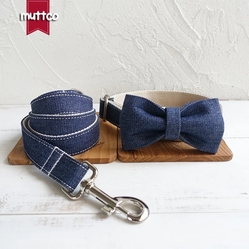 MUTTCO vende al por menor collar de diseño propio THE WHIE JEAN mazarine y collar y correa para perro blanco 5 tamaños UDC036 - imagen 5