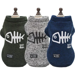 Sudadera con capucha para perros y gatos – Estampado huesos de pescado