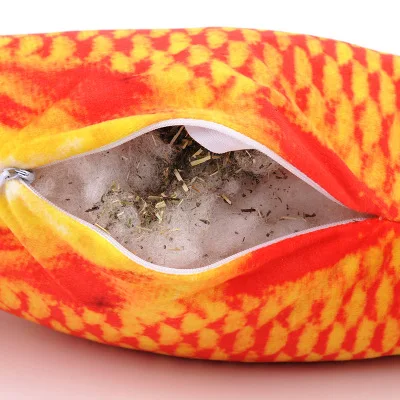 Juguete de simulación para gato, pez de peluche de menta, juguete divertido para morder molar para mascotas, hierba, carpa, muñeca, almohada, nuevo - imagen 4