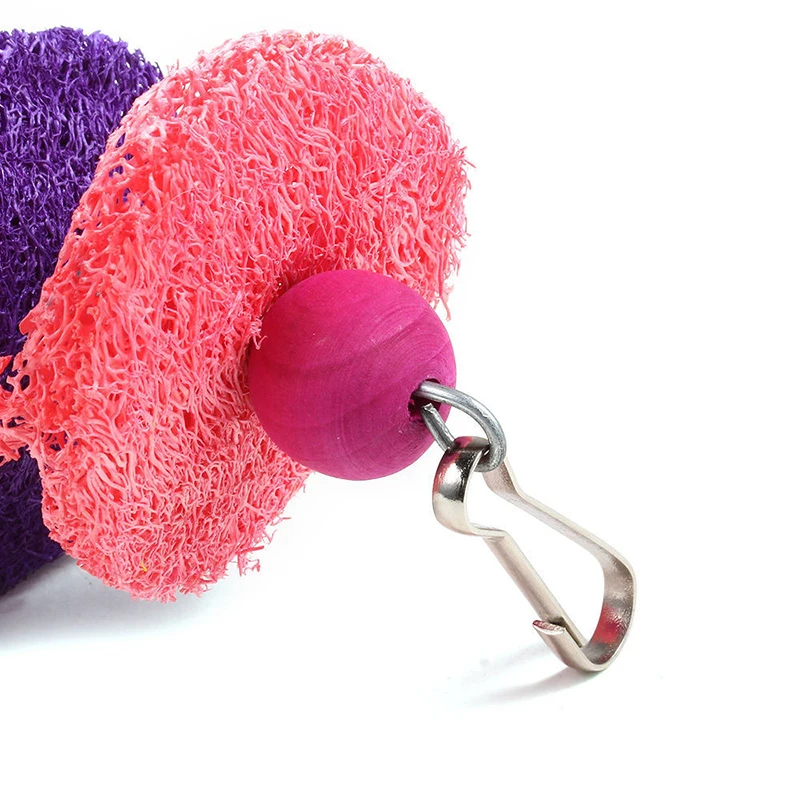 Funny Bird Toys Parrot Toys Swing Parrot Cage Natural loofah Hanging Cockatiel with Bell Parakeet Pet Bird Bites Climb Chew Toys3