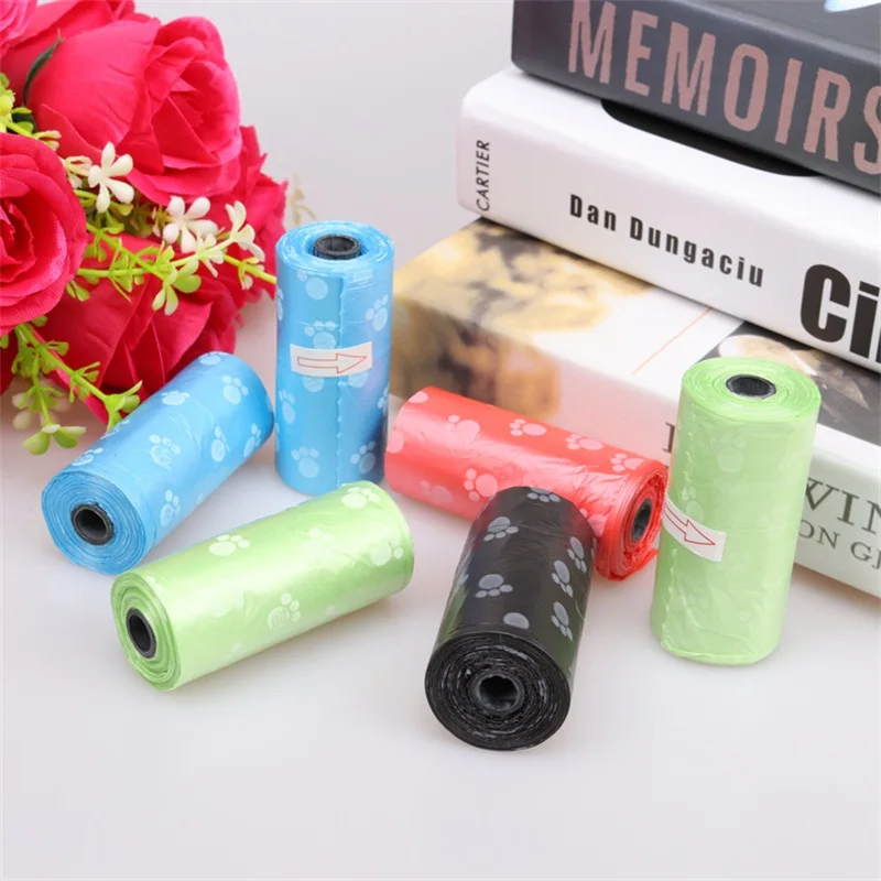 Bolsa de basura para residuos de perro y mascota, Color aleatorio, Degradable, para limpieza de excrementos de mascotas al aire libre, con dispensador de hueso - imagen 5