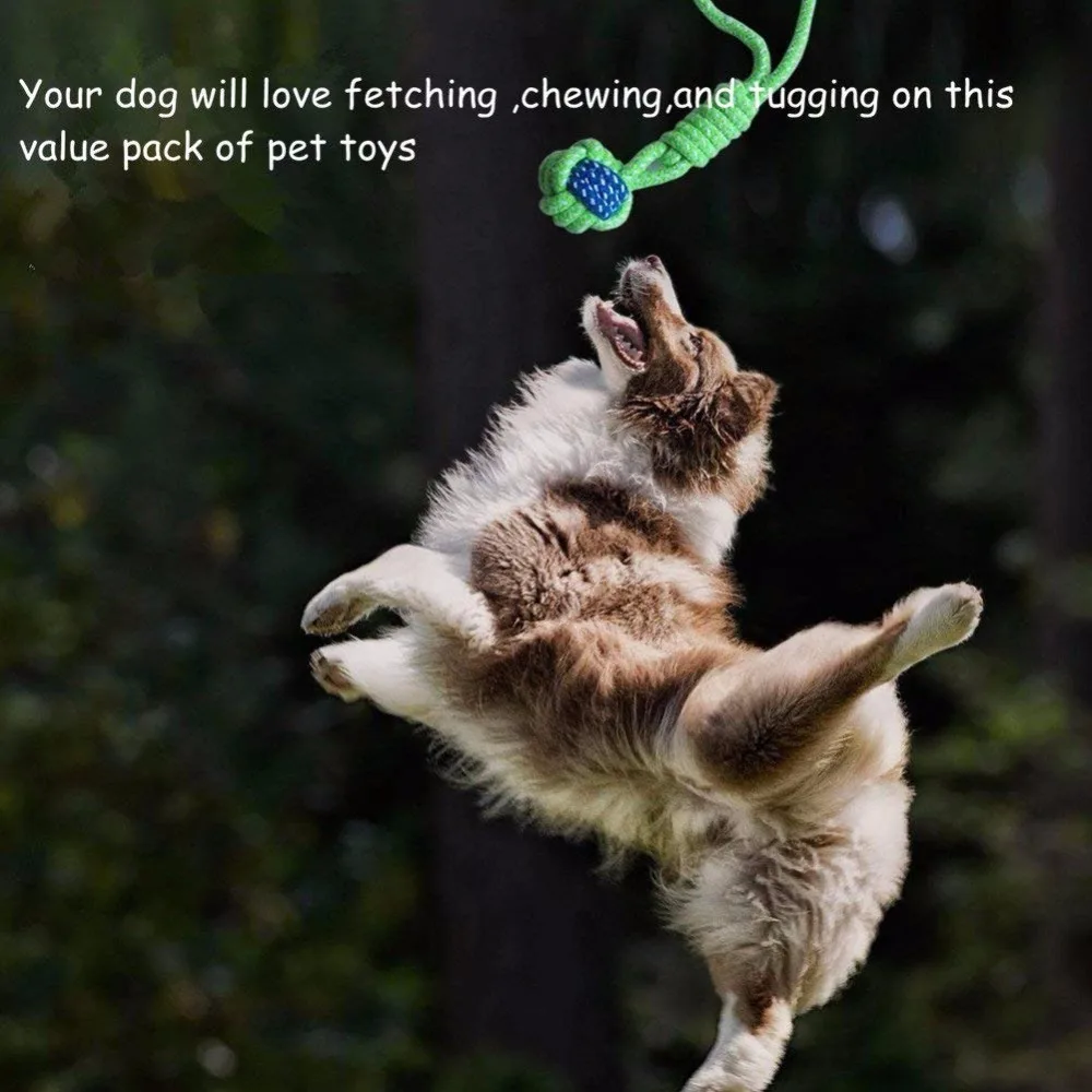 Juguetes interactivos para perros, cuerda de algodón para masticar, Limpieza de dientes, Bola de nudo, resistente a las mordeduras, para mascotas pequeñas, medianas y grandes - imagen 5