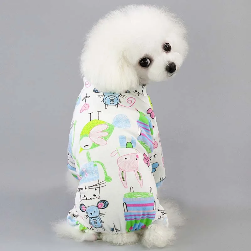 Pijama de algodón puro para perros pequeños, mono estampado, ropa de dormir suave para Chihuahua, caniche, Yorkie, Shih Tzu - imagen 3