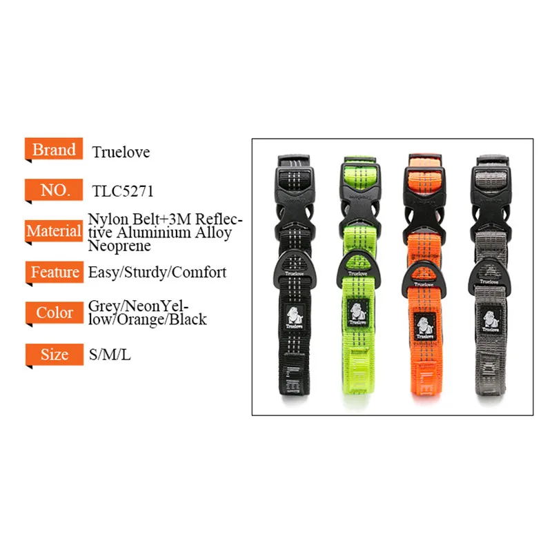 Truelove Dog Collars Set 3M Reflective Collar for Small Medium Large Dogs Puppy Adjustable Padded Soft Nylon Comfy Neck TLC5271 - imagen 2