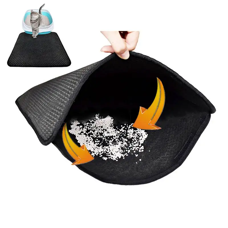 Estera de arena para gatos de doble capa, EVA, atrapador de arena para gatos con capa inferior impermeable, negro - imagen 4
