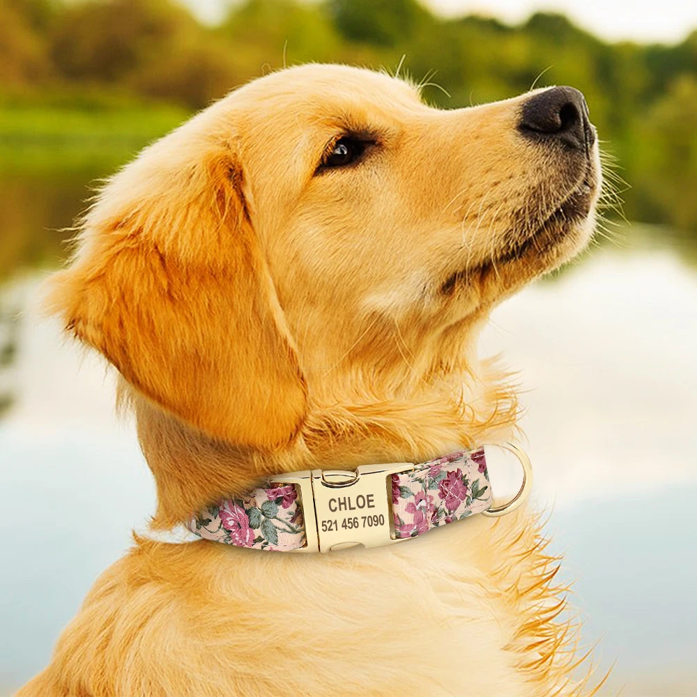 Collar floral con placa de identificación para perro - imagen 4
