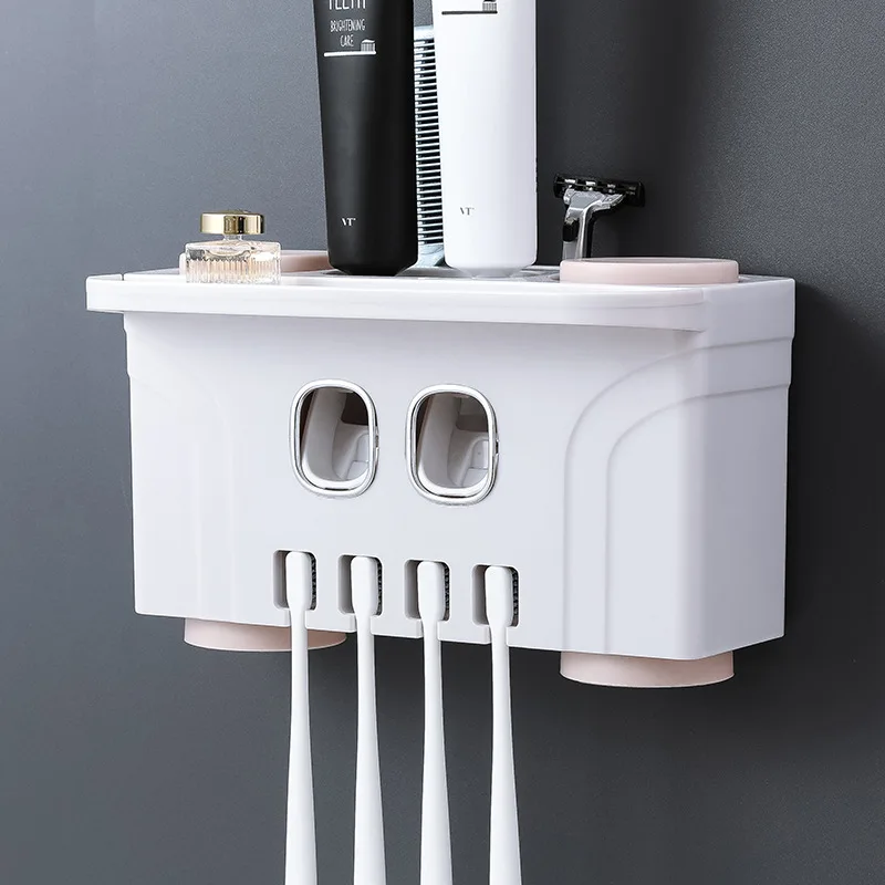 Juego de accesorios de baño, dispensador automático de pasta de dientes, soporte para cepillos de dientes con Kits de tazas, exprimidor de pasta de dientes para niños - imagen 2