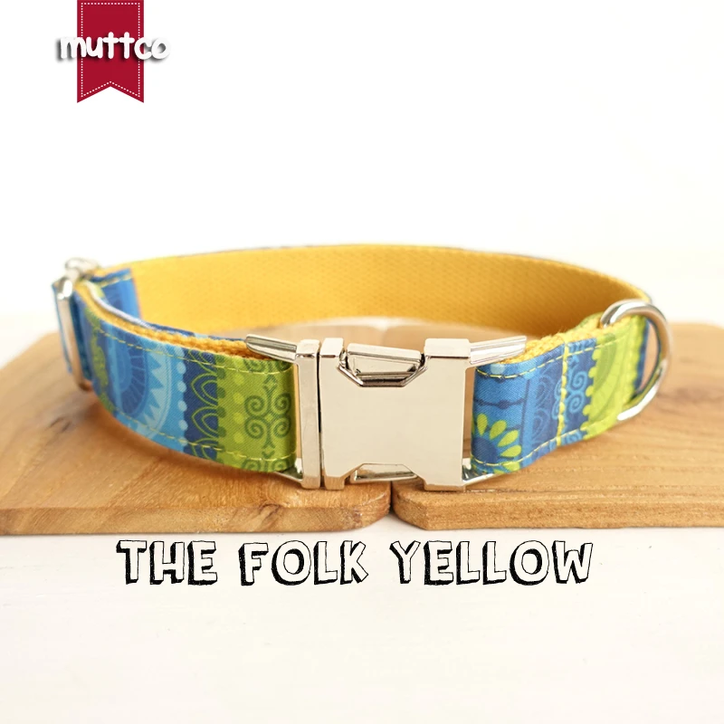MUTTCO vende al por menor collar hecho a mano de alta calidad con pajarita THE FOLK YARAL collar para perro conjunto de correa 5 tamaños UDC024