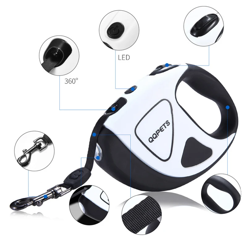 Correa retráctil LED sin batería para perros pequeños y grandes, cinturón automático para cachorros y perros grandes, para caminar, Pitbull Bull Terrier - imagen 4