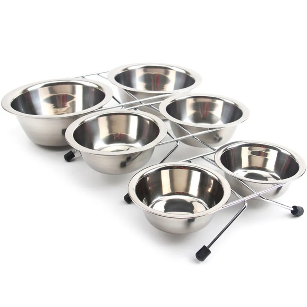 Dog Bowl Stainless Steel Pet Dog Cat Double Bowls Iron Stand Food Water Dishes Feeder Pet Supplies Comida Mascotas - imagen 5