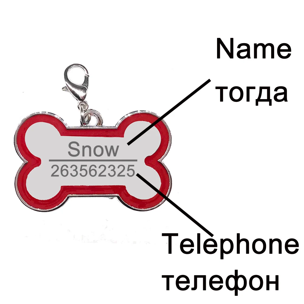 Nuevo Collar con etiqueta de perro con efecto de pata de hueso, grabado gratis, etiqueta de identificación de acero inoxidable, nombre, teléfono, accesorios coloridos para perros y mascotas - imagen 3