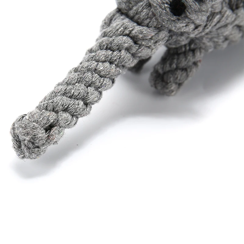 Juguetes interactivos con forma de elefante para perro, cuerda trenzada de algodón hecha a mano para limpieza de dientes, mordedura Molar, TY0044 - imagen 3