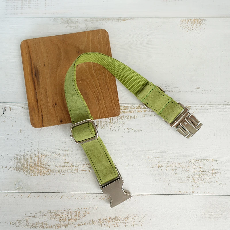 MUTTCO vende al por menor collar de perro de diseño propio THE CANDY GREEN collar o correa de perro de poliéster satinado y nailon verde amarillado 5 tamaños UDC030 - imagen 2