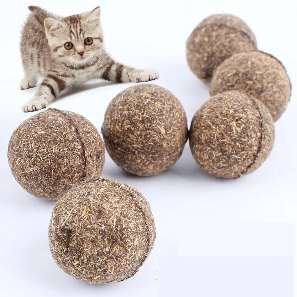 Bola Natural de hierba gatera para gato, juguete de percha para el hogar, saludable, seguro, tratamiento comestible - imagen 5