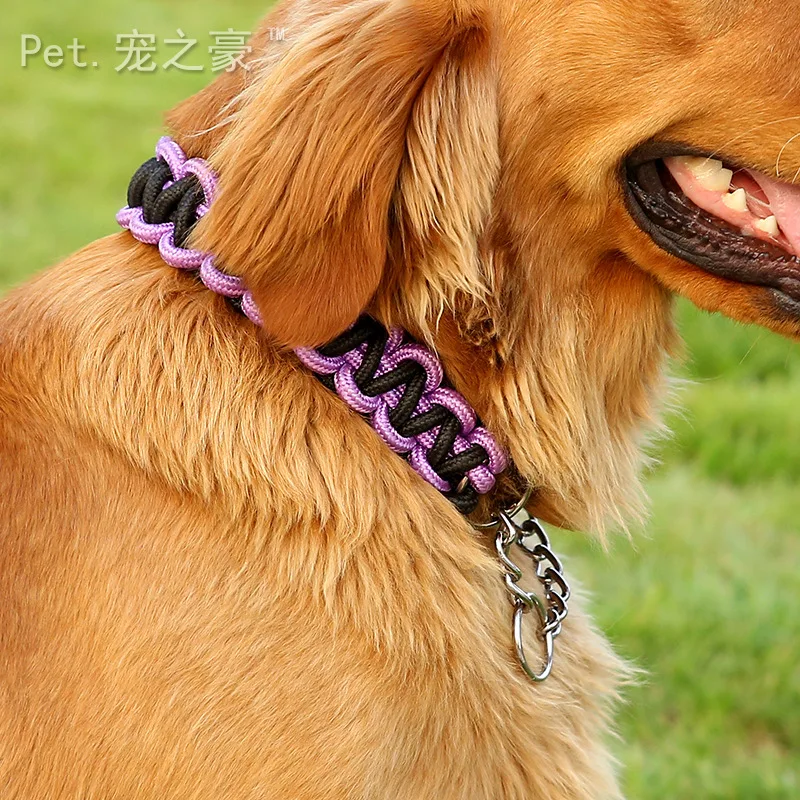 Collar de Color mejorado de alta calidad para perro grande, Pastor Alemán, cadena P ajustable para mascotas medianas y grandes, novedad - imagen 2
