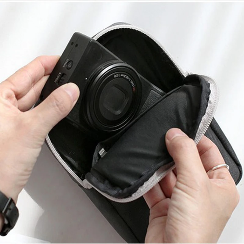 Mini bolsa de almacenamiento cuadrada con cierre de cremallera portátil, caja para auriculares, funda para auriculares, tarjetas SD, cargador USB, organizador de viaje - imagen 3