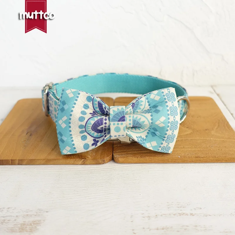 Collar de identificación personalizado MUTTCO, venta al por menor, collar hecho a mano de alta calidad, collar de perro azul antipérdida a la moda, 5 tamaños UDC023 - imagen 4