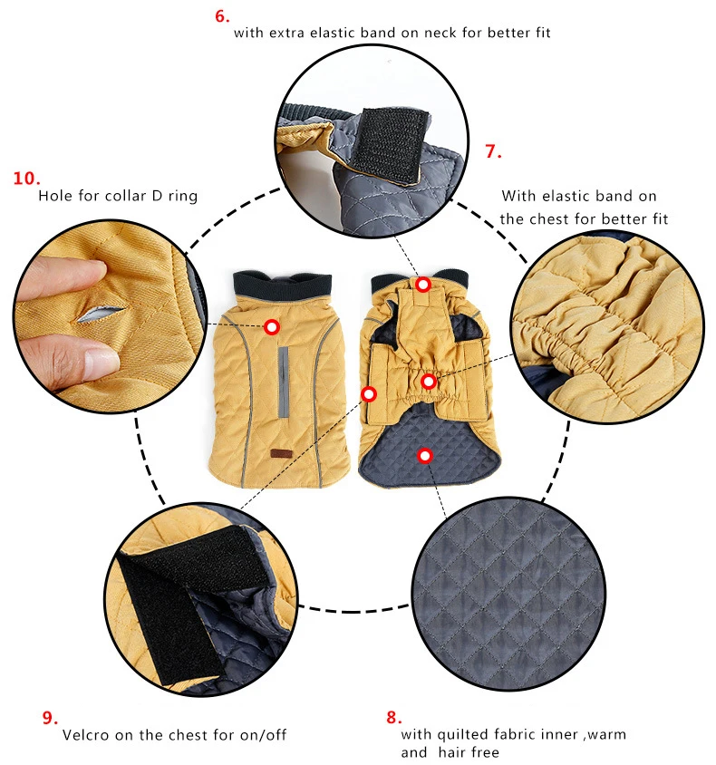 Ropa para perros XS-3XL, chaqueta de invierno para perros, Abrigo acolchado con diamantes reflectantes repelente al agua para perros pequeños, medianos y grandes, Bulldog Pug - imagen 4