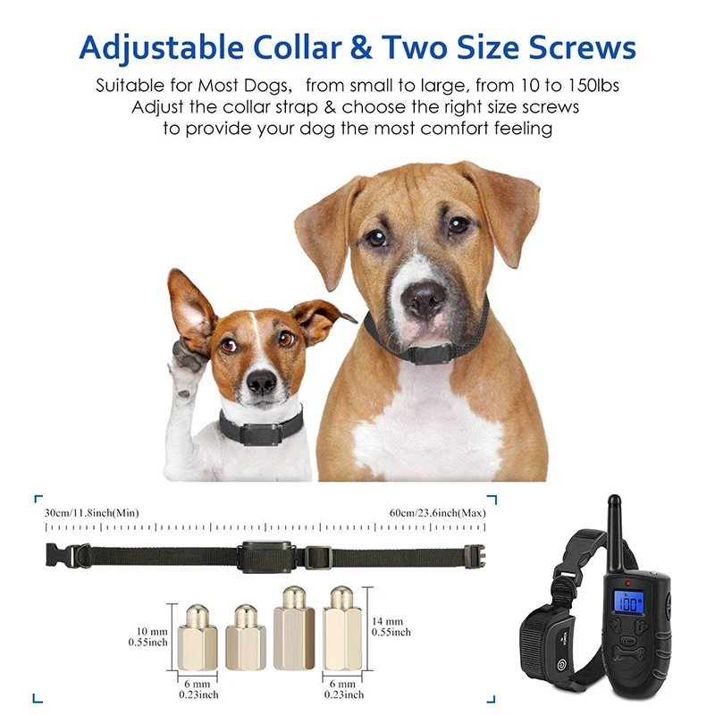 Collar de entrenamiento para perros electrónico remoto profesional, collares para perros de entrenamiento recargables sin ladridos con sonido de vibración de choque - imagen 4