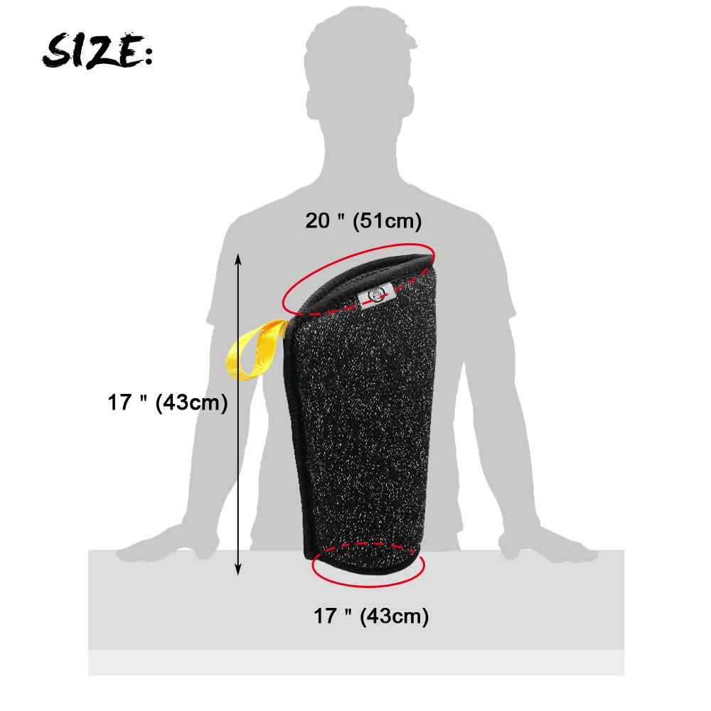 Manga de mordida para perros mostrada desde diferentes ángulos
