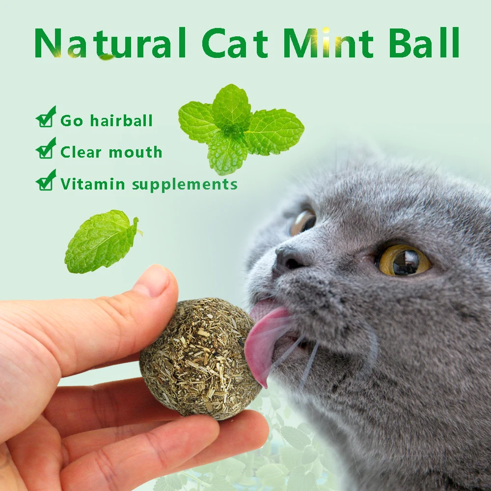Bola Natural de hierba gatera para gato, juguete de percha para el hogar, saludable, seguro, tratamiento comestible - imagen 2