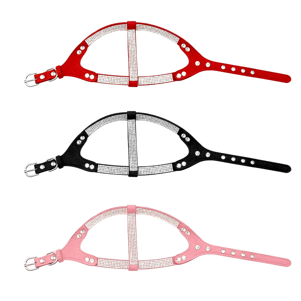 Arnés para cachorros con diamantes de imitación, arnés de cuero de ante para perros pequeños, chaleco para perros y gatos de cristal ostentoso, ajustable para Chihuahua, Bulldog Francés - imagen 2