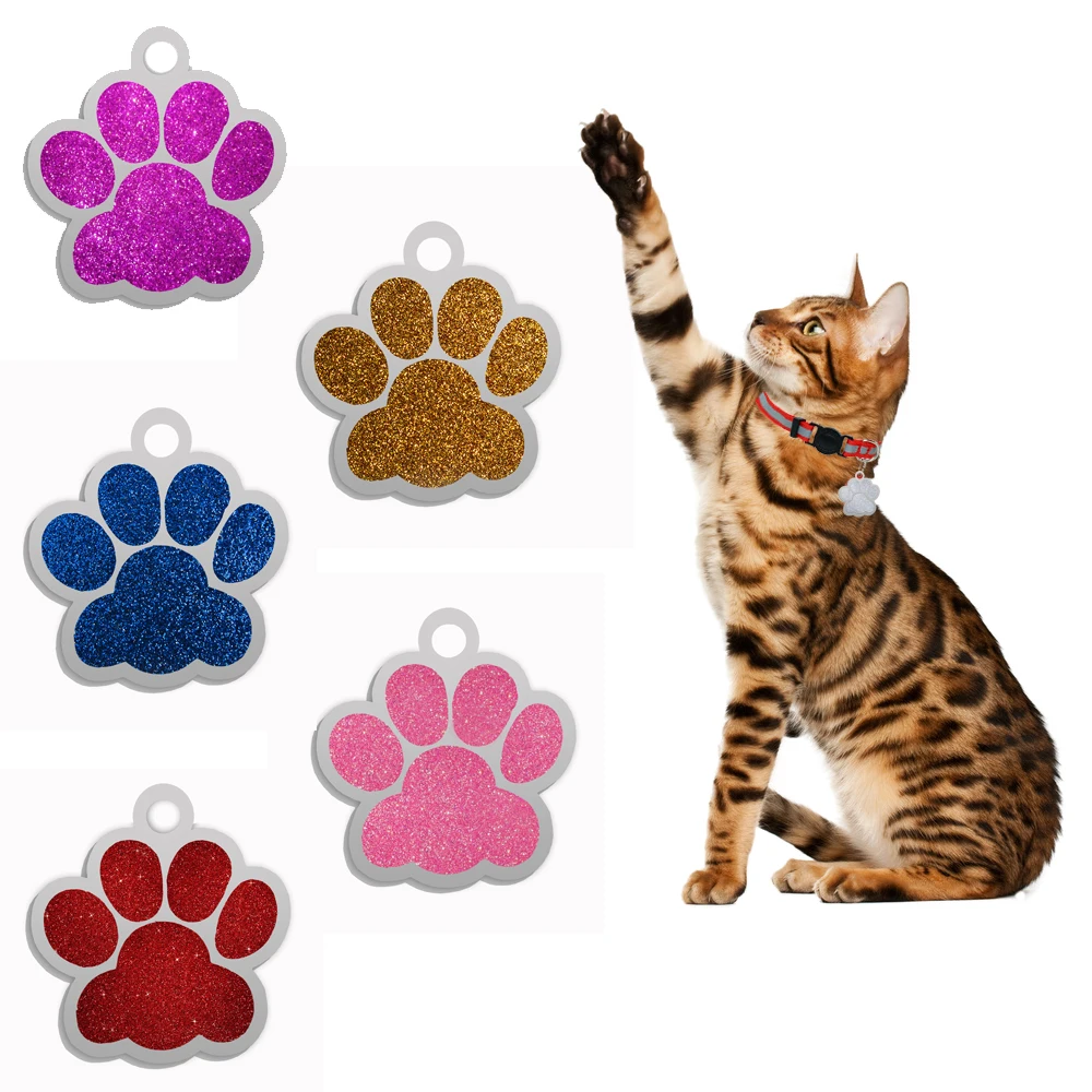 Collar de identificación con grabado de pata para perro, colgante de acero inoxidable, nombre, teléfono, accesorios para mascotas, novedad, envío directo - imagen 5
