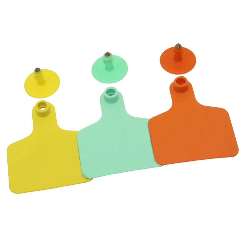 100 Uds. Etiqueta de oreja de identificación de animales sin palabra etiqueta de oreja de pantorrilla aplicable a cerdos ganado ovejas herramientas de alimentación de animales de granja 75mm x 60mm