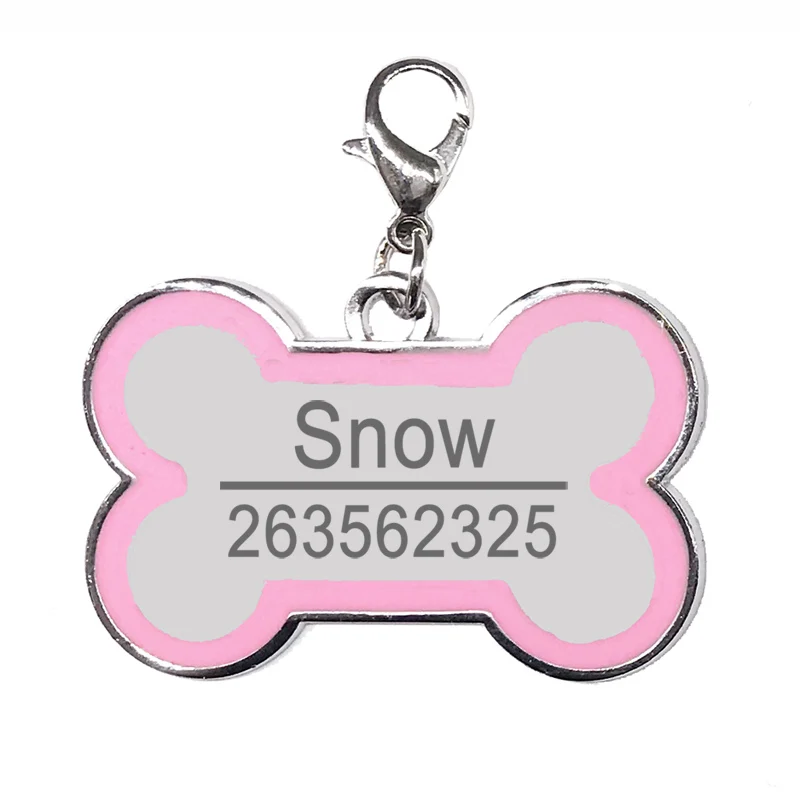 Nuevo Collar con etiqueta de perro con efecto de pata de hueso, grabado gratis, etiqueta de identificación de acero inoxidable, nombre, teléfono, accesorios coloridos para perros y mascotas - imagen 5