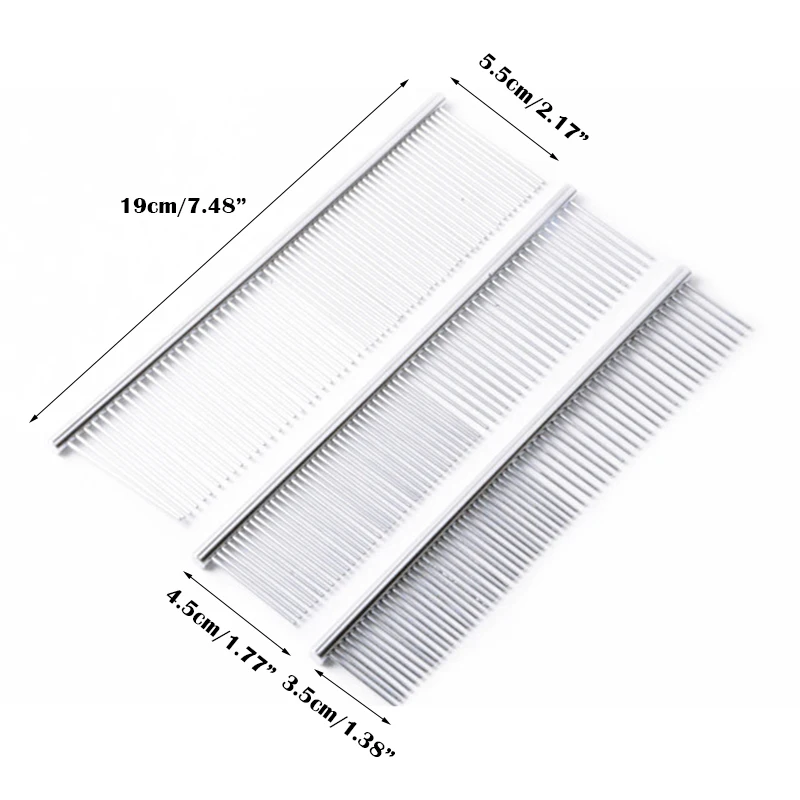 Peine portátil de acero inoxidable para perros, herramienta de aseo para Chihuahua, Yorkshire, tamaño S/M/L, doble uso, 3 tamaños - imagen 2