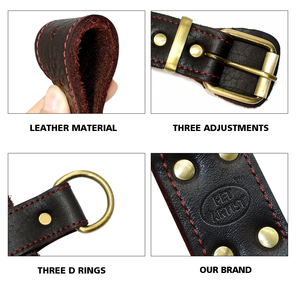 Arnés de cuero genuino para perro, arnés de entrenamiento para caminar, color marrón, 23-34,5 pulgadas, pecho ajustable, perros grandes Pitbull Alaskan Malamute - imagen 5